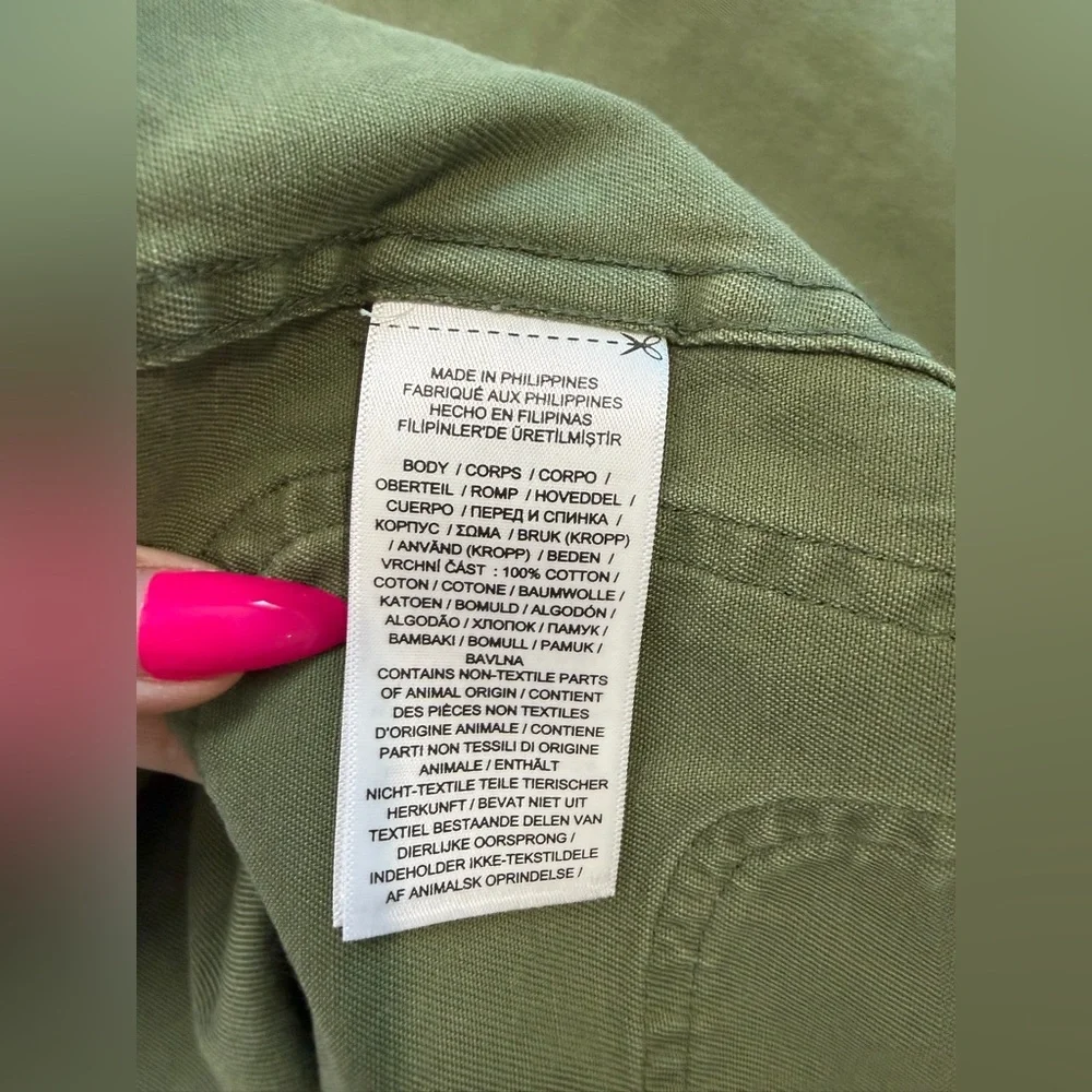 Polo Ralph Lauren Jacket Mens Medium Army Green Cotton Twill Military Casual - Picture 10 of 10